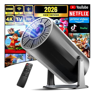 Proyector Profesional 22000 Lúmenes 4k Con Android 13 Tv Wifi6 1080p Beaowink, Proyector Portátil Ángulo Ajustable De 270°con Bluetooth 5.4, Wifi 5g / 2.4g/6, Hdmi, Usb Y Sonido Con App, Android Ios