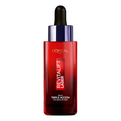 L'Oreal Paris Revitalift Laser Sérum Rostro Triple Acción Anti-Edad,Corrige Arrugas, Da Firmeza, Luminosidad y Unifica el Tono, Con Tecnología Tri-Péptidos y Vitamina C, 30ml.
