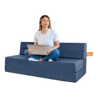 Sofa Cama Doble Agusto ® Sillon Plegable Colchon Queen Size Color Azul Marino