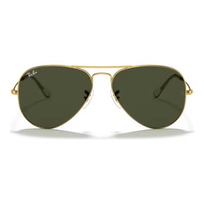 Lentes De Sol Ray - Ban Aviator Estilo Clasico Unisex Color de la lente Verde Color del armazón Dorado Diseño Protección UV