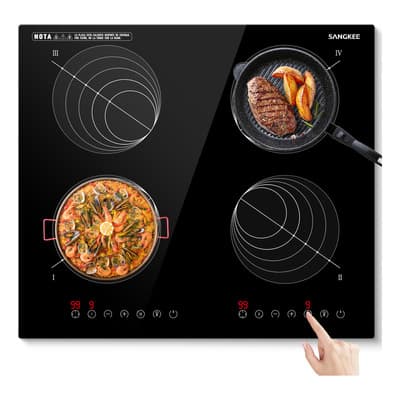 Sangkee Parrilla De Inducción Electrica De 4 Zonas Con Dos Enchufes, Estufa Táctil Con Digital Sensor 3600w, Control Independiente, Ahorro De Energia, Bloqueo De Seguridad Para Niños Negro - $5,403.00 en Mercado Libre | PrecioMX