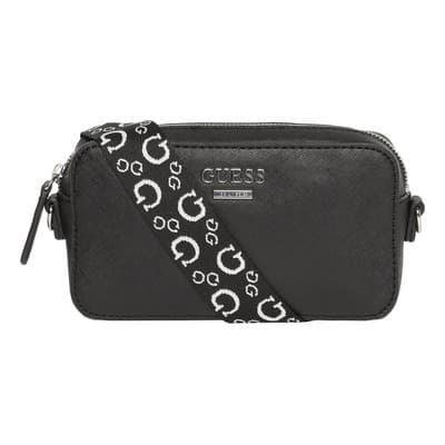 Bolsa Guess Crossbody Mujer Fleura Negro F7322160-bla Acabado De Los Herrajes Níquel Diseño De La Tela Lisa