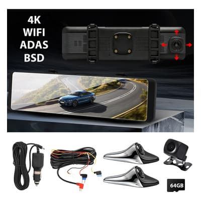 12''dashcam Táctil 4 Canales ,4kcámara Para Autadas,bsd+wifi+64gb,pantalla Táctil Compatible Con Conectividad , Sistema De Control De Ángulo Muerto Trasero Izquierdo/derecho De Nueva Generación,