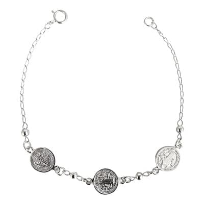 Pulsera Con 3 Medallas De San Benito Plata Fina Ley 925 Plateado 6 Cm 17 Cm - $499.99 en Mercado Libre | PrecioMX