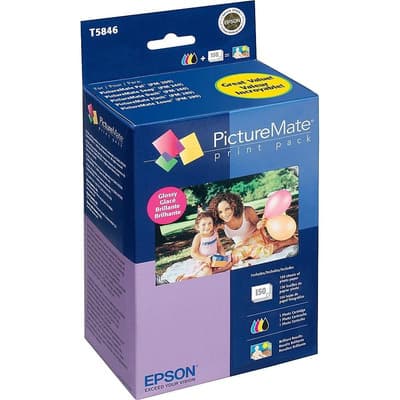 Kit 150 Hojas De Papel Epson T5846 Glossy + Cartucho 4tintas Color Blanco - $1,556.00 en Mercado Libre | PrecioMX