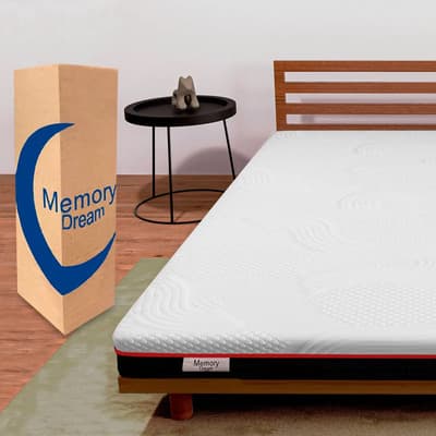 Colchón Matrimonial Garantizado por 5 años En Caja Memory Dream Red Espuma de Alta Densidad, Sin Resortes, Semi Firme, Funda de Tela Fresca, Suave y Lavable