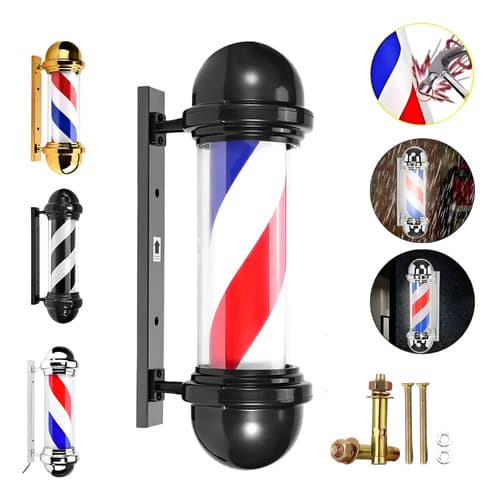 Caramelo Para Barbería Con Luz Led Pole Barber Giratorio 1