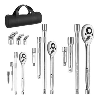 Juego Herramientas Hotu 16pzas Llaves Carraca 90° Bar Extensión Dados