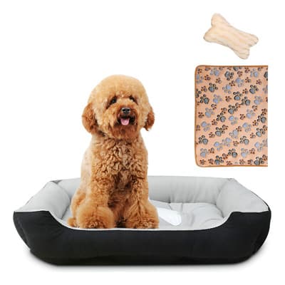 Cama Para Perros Pequeños 50x38 Mascota Gatos Suave Comoda Durable Negro Cams