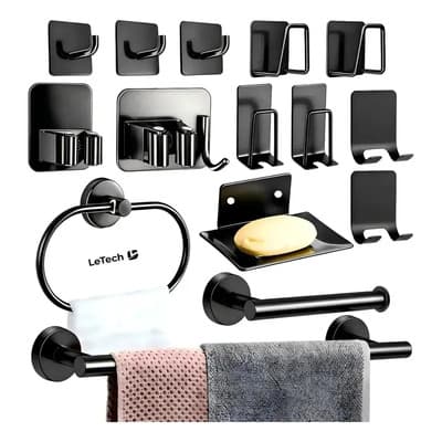 Letech Juego De 15 Accesorios De Baño Toallero Y Ganchos , Set De Accesorios Para Bano , Kit De Accesorios Para Baño , Accesorios Para Bano Negro - $209.58 en Mercado Libre | PrecioMX