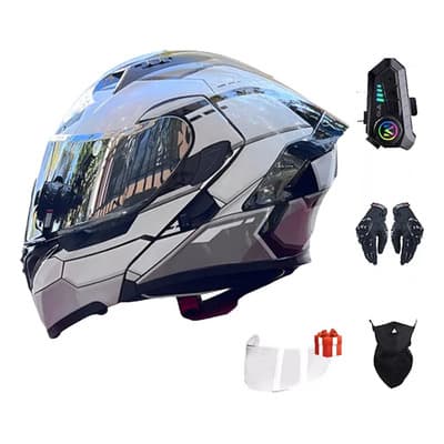 Banna Cq-ygd Casco Motocicleta, Casco Con Auriculares Bluetooth, Integral Cascos Para Motos Certificados Dot, Para Moto De Calle, Bicicleta De Carreras L Plateado Sólido Brillante - $1,590.08 en Mercado Libre | PrecioMX