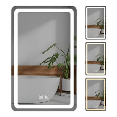 GOROFIT Espejo Inteligente Con Luz Led Touch Para Baños Touch Antivaho 3 Modo 70x50cm, Espejo Rectangular De Pared Regulable Con Antivaho Y Botones Táctiles, Espejo De Maquillaje Con Luces Blanco