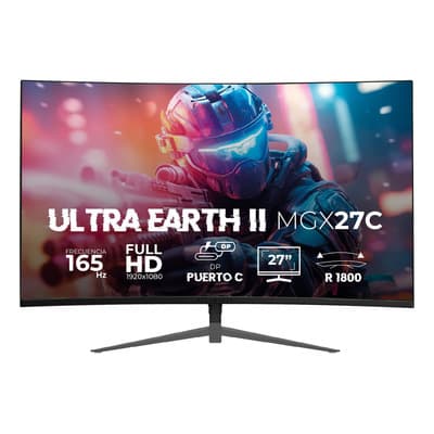 Monitor Gamer Curvo 27 pulgadas Frameless BALAM RUSH ULTRA EARTH II MGX27C 1ms 165Hz Full HD Panel VA LED Puertos HDMI USB-C AMD FreeSync Color Negro BR-938273