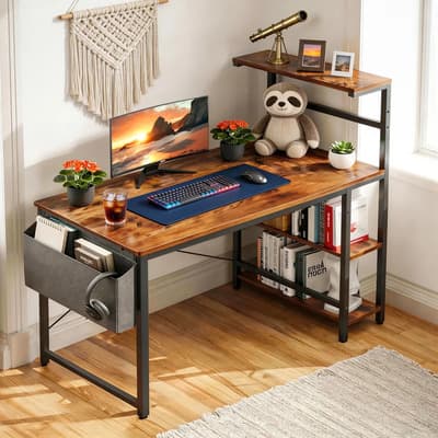 Furrific® Escritorio Oficina Con Estantería 4 Niveles Computadora Mesa Mesa Para Oficina Estudio Escritorio Para Computadora Con Bolsillo Lateral 112.5 X 50 X 113.5 Cm - $1,109.18 en Mercado Libre | PrecioMX