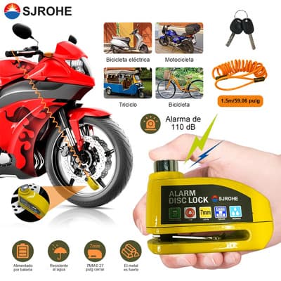 Sjrohe Candado Disco Motocicleta Alarma 110db Impermeable Ip68 Con Seguridad Y Antirrobo, 2 Llaves Y Paquete, Cuerda Y... Naranja Pálido - $219.98 en Mercado Libre | PrecioMX