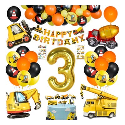 Globos Vehículos De Construcción Cumpleaños Mmtx Pack 30 Cm 41 Uds Amarillo
