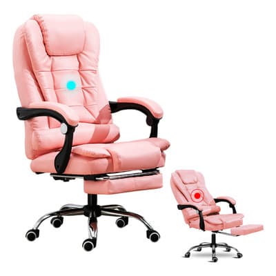 Silla Ergonomica Oficina Con Masajeador De Espalda Reposapié Color Rosa Material Del Tapizado Cuero Sintético - $1,770.00 en Mercado Libre | PrecioMX