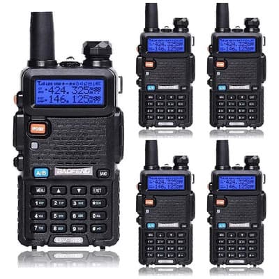 5 Radios Walkie Talkie Baofeng Uv5r Uhf/vhf 128 Canale 8km Bandas De Frecuencia 25 | 12.5khz Color Negro