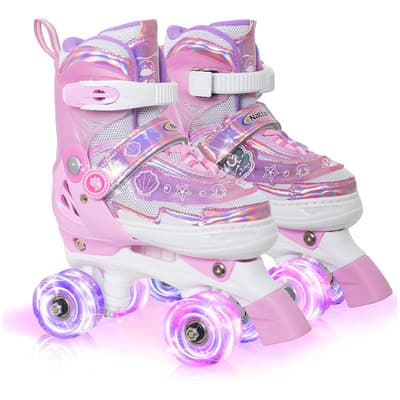 Patines De Ruedas Para Niñas, Patines Ajustables Con Ilumina Color Rosa Talla De Los Patines S(17.5-20cm) Tamaño De Las Ruedas 5.4 Cm 54 Mm - $748.26 en Mercado Libre | PrecioMX