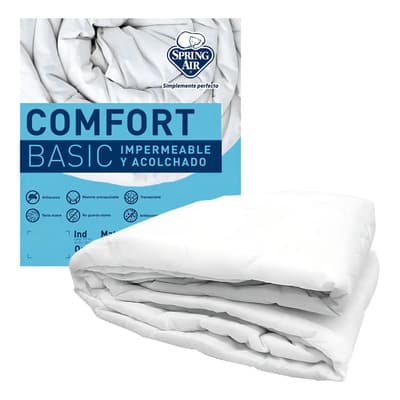 Protector Cubre Colchón King Size Spring Air Comfort Basic 100% Impermeable, Acolchado, Hipoalergénico, Antiácaros, Antibacterial, Transpirable, Ajustable Hasta 45 Cm De Altura