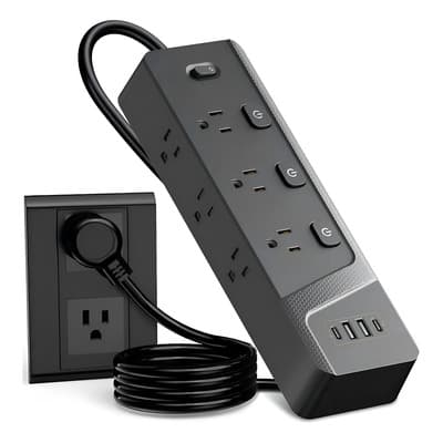 Regleta Multicontactos 6 Tomas Con Interruptor Independiente, 2 Usb + 2 Tipo C, 1.8m, Protección Contra Sobrecarga, Supresor De Picos De Tensión Avanzado, Carcasa Ignífuga Abs + Pc Negro - $298.50 en Mercado Libre | PrecioMX