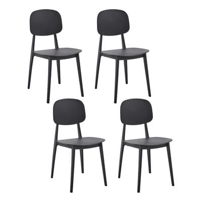 Set Sillas Comedor Top Living Modernas Apto Exterior Negro Diseño de la tela Liso