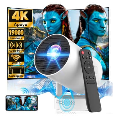 Proyector 4k Profesional 19000 Lumenes Mini Proyector Led Portatil Inteligente Dual Wifi 6 Auto Corrección Keystone 1080p Nativo Bt 5.4 Compatible Con Android Y iPhone Con Sonido Hifi