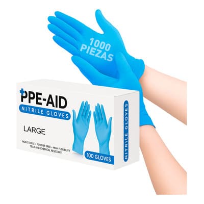 Guantes desechables nitrilo Perfect Fit azul talla G 10x100 pz hipoalergénicos
