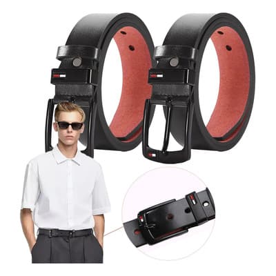 Cryzmitol 2pzs Cintos Hombre Cinturones De Piel Accesorios Para Hombre Negro 125