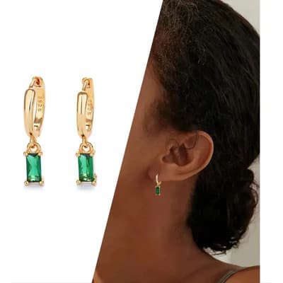 Aretes Vowstone Argolla Colgante Dorados Verde Plata 925 Elegantes Modernos Accesorios Mujer Regalo Especial Dorado - $77.00 en Mercado Libre | PrecioMX