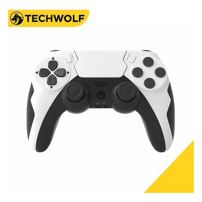 Control Joystick Inalámbrico Techwolf Con Giroscopio De Seis Ejes, Compatible Con Consolas Ps4/ps3/pc(windows7/8/10/11), Con Doble Vibración, Blanco