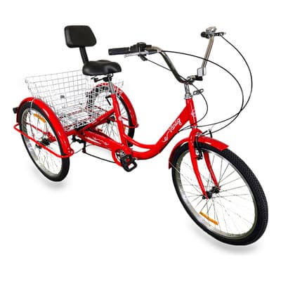 Bicicleta Triciclo Para Adultos Con Cesta Y Asiento Ajustable Color Rojo Tamaño Del Cuadro 24 - $6,649.30 en Mercado Libre | PrecioMX