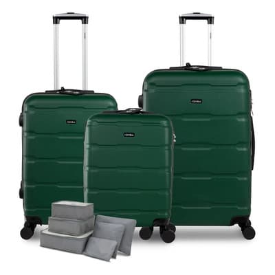 Set De Maletas Rumbo Abs Ultra Resistente Con Tamaños 20, 24 Y 28, Ideal Como Equipaje De Mano 55 × 40, Maleta Documentada Y Maleta De Viaje 10 Kg; Incluye Bolsas Organizadoras Verde Rayas - $1,939.03 en Mercado Libre | PrecioMX