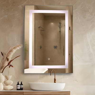 Espejo Espejos Con Luz Led Decorativos Touch Grandes Baño De Pared Tocador Vintage 50 X 70 Cm Rectangular Asimetrico Sin Marco 016