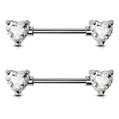2pzs Piercing De Pezón Titanio 14g 14mm Corazón Circonita Plateado - $209.31 en Mercado Libre | PrecioMX
