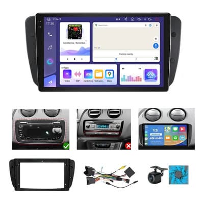 Estéreo 4g+64g Para Seat Ibiza 2008-2015 Android 13 Con Carplay Inalámbrico Y Android Auto Inalámbrico Negro
