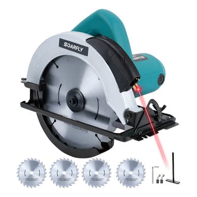 Sierra Circular Eléctrica Láser Auxiliar 7-1/4 1800w+4discos Color Azul Acero