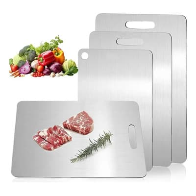 Tabla De Cortar Banna 3 Piezas Titanium Cutting Board Tablas Para Picar Cocina De Acero Inoxidable 304,tablas De Cortar De Titanio 100% Puro De Doble Cara,higiene Y Durabilidad,apto Para Cocina