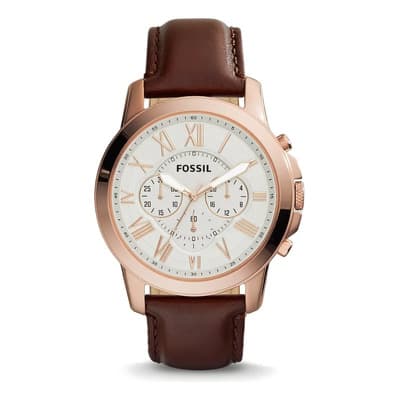 Reloj Fossil Fs4991 Grant Cronograph Piel Café De Caballero Color Del Bisel Oro Color Del Fondo Blanco - $1,821.20 en Mercado Libre | PrecioMX