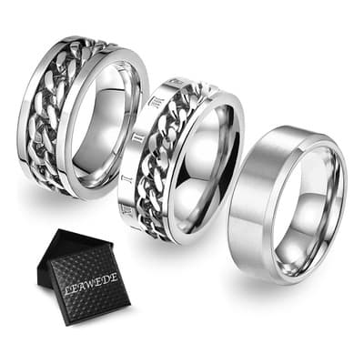 Leawede 3pz Plata Anillo Hombre Titanio Acero Inoxidable Minimalista 8(18mm),anillo Hombre,anillos Para Hombre,regalos Para Hombres,aacero Inoxidable Joyeria Regalos San Valentin 1 - $75.40 en Mercado Libre | PrecioMX