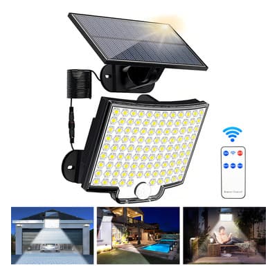 Holfill Lámpara Solar De Pared Exterior De 234 Led Con Sensor De Movimiento Luz 3 Modos Estructura De Lampara Solares Jardín Con Mando A Distancia Color De La Luz Blanco 8000 K Impermeable