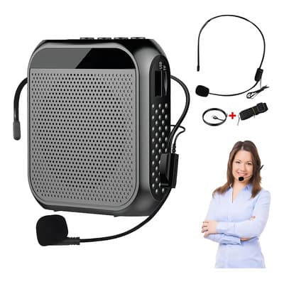 Megáfono Recargable Portátil Con Grabación Bluetooth Usb,con Pantalla,negro