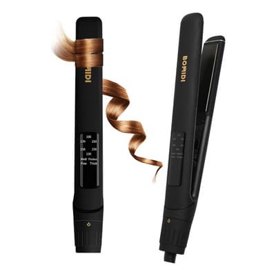 Bomidi Plancha Para Cabello Profesional, Planchas De Cabello Y Rizador Con Pantalla Lcd, 5 Temperatura Adjustable, Plancha De Cerámica 2 En 1, Herramientas De Cabello Para Mujeres