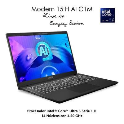 Laptop Thin & Light Msi Modern 15.6 Ultra 5 125h 16gb Ram 512gb Negro Procesador Intel Core