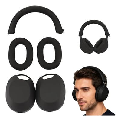 Funda Protectora Silicona 3 En 1 Para Sony Wh-1000xm5 Case Negro Tomokasa, Juego De 3 Fundas Para Auriculares Sony Wh-1000xm5, Funda Para Auriculares De Silicona Suave, 3 Unidades, Silicona