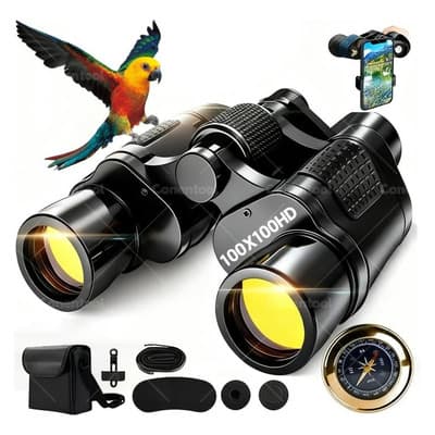 Binoculares Profesionales Telescópicos Zoom 100x Visión Nocturna Prismáticos Potentes Hd Con Clip Para Móvil Color Negro