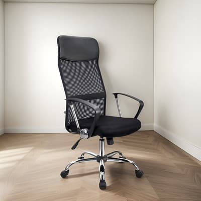 Silla De Oficina Ergonomica Con Respaldo Alto Color Negro Material del tapizado Tela transpirable