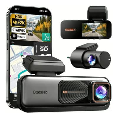 Dash Cam Para Auto 4K WiFi Visión Nocturna Botslab G980H Pro Cámara Interior + Trasera Gran Angular Bucle Estacionamiento Sensor G Incluye 64GB SD Fácil Instalación Accesorios Coche Grabadora