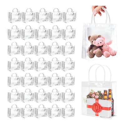 40 Bolsa Con Asa Transparentes Boda Bautizo Recuerdos Color Transparente Bolsas Ecologicas Bolsa Tipo Boutique Bolsas Dulces Bolsa Para Dulces 20*20*8 Bolsas Bolsa Transparente PVC Bolsas