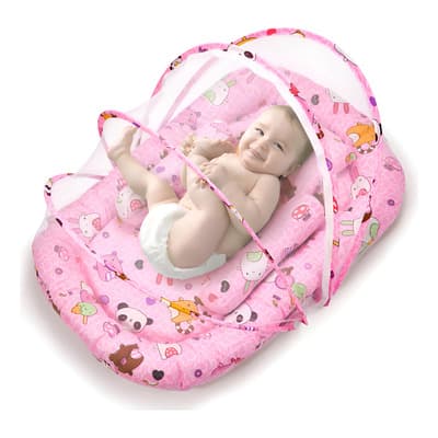 Moisés Para Bebé 5en1 Portátil Slowton Con Colchón Y Mosquitera Algodón Rosa